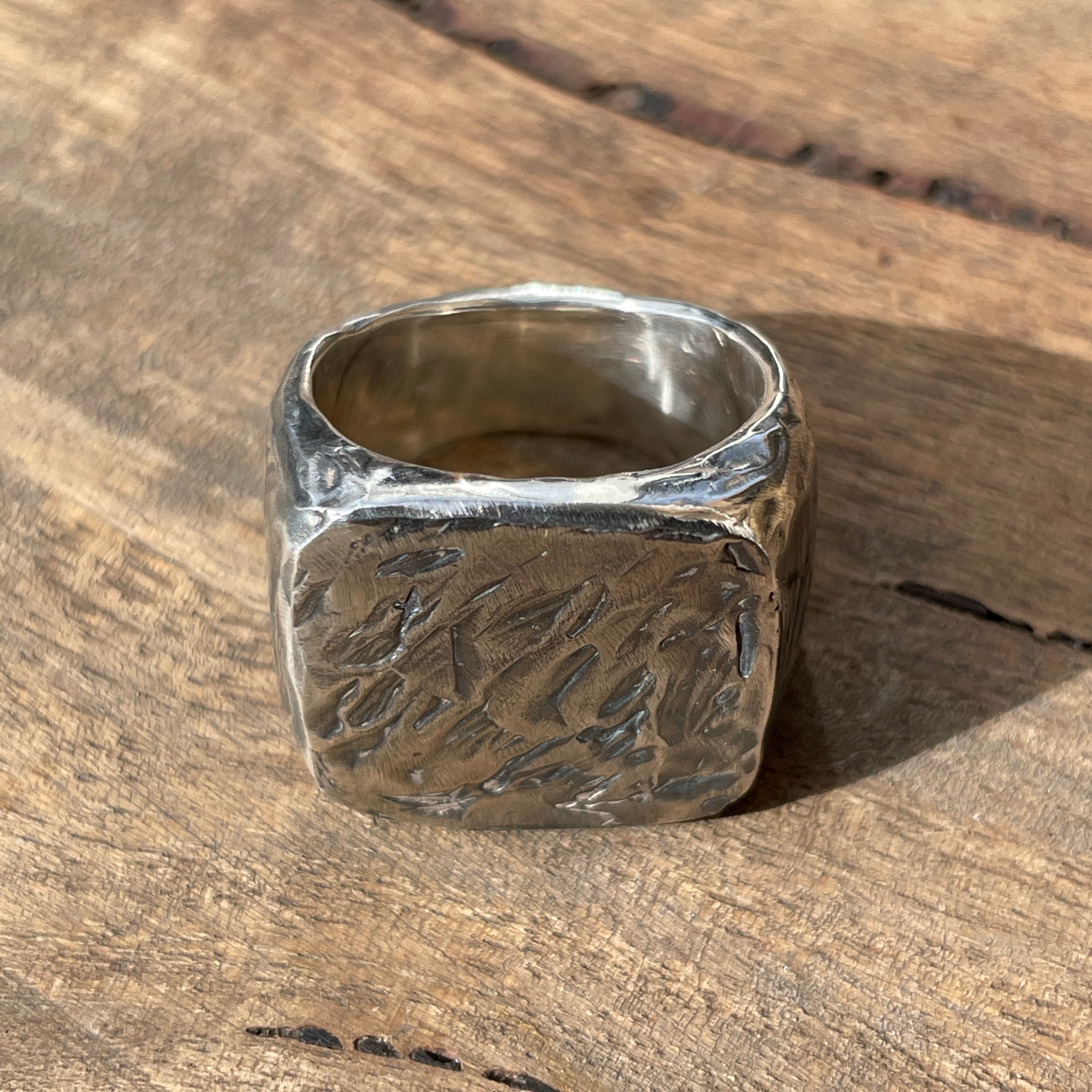 Rugged Rounded Square Signet Ring – Custom Creed