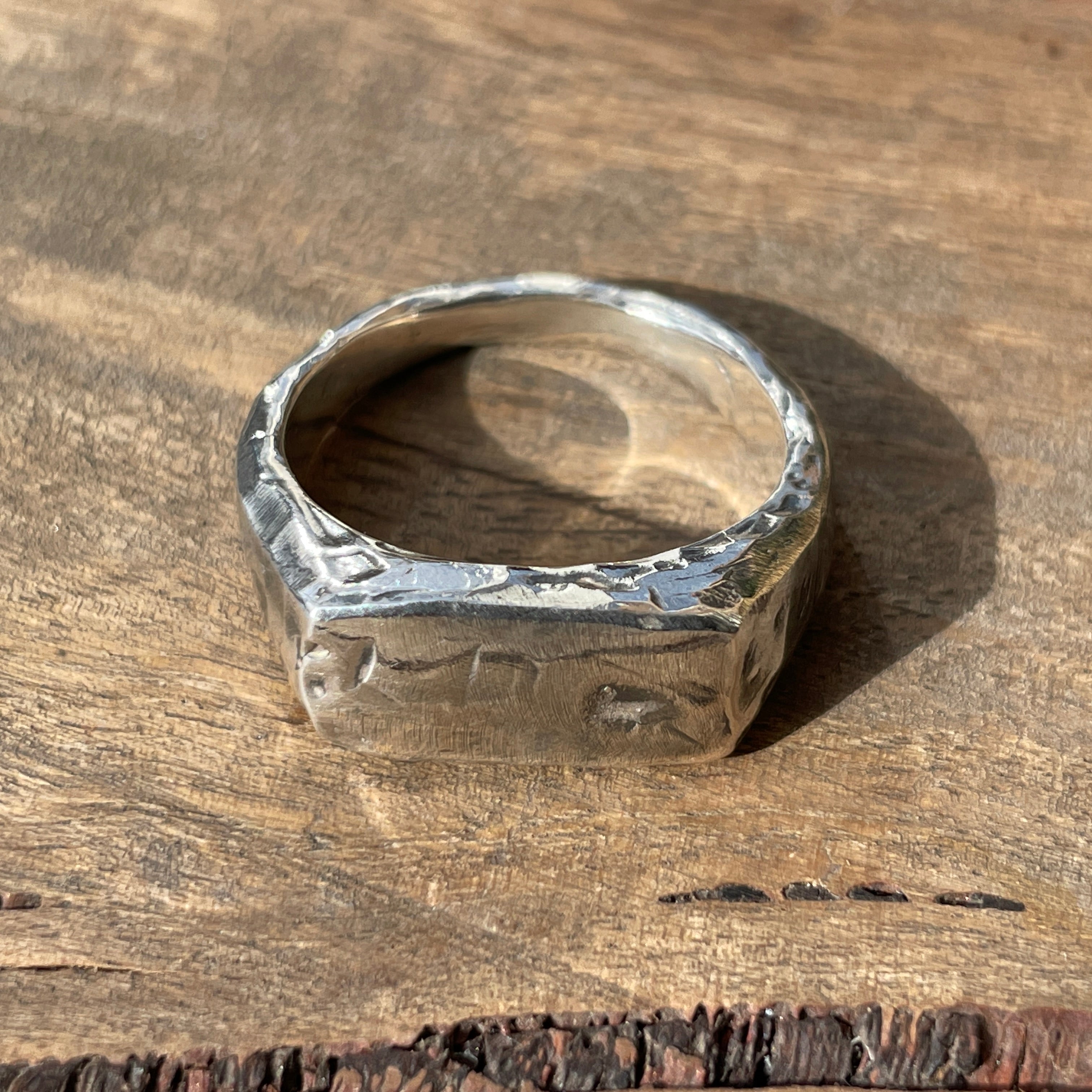 Small Rectangle Riding Ring Rugged Small Rectangle Signet Ring – Custom Creed